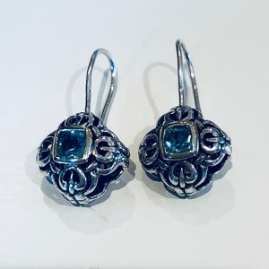 Silver and Aqua Drop Earrings